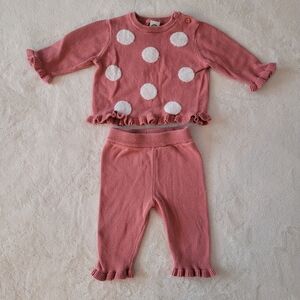 🧸2/20$ Little Me Knit Ruffle Matching Set Sweater Pants Size 6M Girl Baby